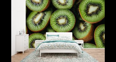 Behang - Fotobehang Kiwi - Fruit - Groen - Breedte 435 cm x hoogte 260 cm