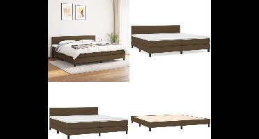 vidaXL Boxspring met matras stof donkerbruin 200x200 cm - Boxspring - Boxsprings - Bed - Slaapmeubel