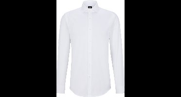 BOSS Hank slim fit smoking overhemd - twill - wit - Strijkvriendelijk - Boordmaat: 37
