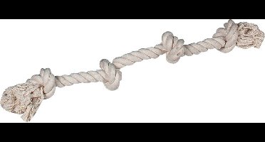 Hondenspeelgoed Cotton Bone Jack met 4 Knopen - Wit - 60 cm