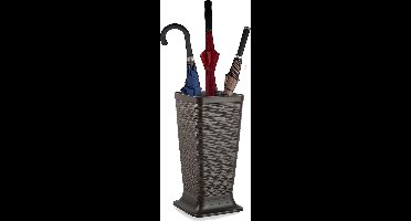 Plasticforte Paraplubak/parapluhouder Waves - bruin - glad kunststof - D26 x H52 cm - op verhoogde voet - uitlekbak