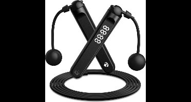 Nedis Smartlife Professioneel Sport Springtouw – Verstelbaar – Draadloze optie - Volwassenen en Kinderen – Incl. Display & App – Zwart