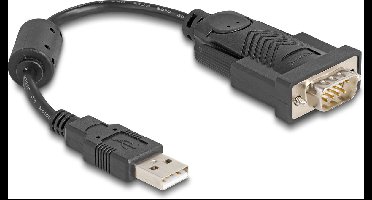 Delock Adapter USB 2.0 Type-A to 1 x Serial RS-232 D-Sub 9 pin male with ferrite core 0.25 m
