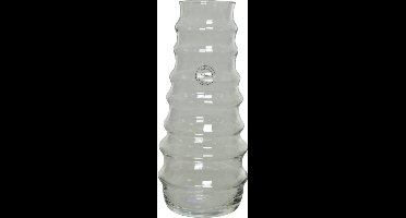 Handgemaakte moderne bloemenvaas van glas 13 x 30 cm - Ribbels