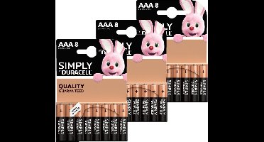 24x Duracell AAA Simply batterijen 1.5 V - alkaline - Lr03 Mn2400 - Batterijen pack