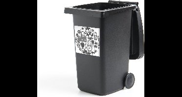 Container sticker tekening van iconische pictogrammen van Rusland - zwart wit - 40x40 cm - Kliko sticker