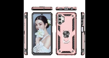 Hoesje Geschikt Voor Samsung Galaxy A13 4G hoesje Hybrid Armor Anti-Shock hoesje Rose Goud - Galaxy A13 4G - A13 4G Hoesje kickstand Ring houder cover TPU backcover hoesje
