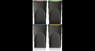 Prosperplast Kaden - Prullenbak set van 4x35L - Zwart