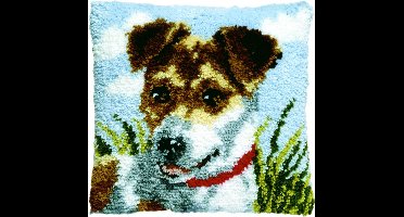 Pako Smyrna knoop kussen borduurpakket - Jack Russell hond - geprint stramien - 013.307 - DIY kit