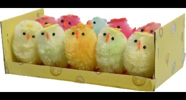 Decoris paaskuikentjes met bloem - 10x stuks - 5 cm