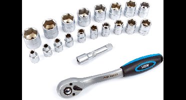 HBM 3/8 Professionele Ratel inclusief 19 doppen en verlengstuk