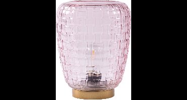 PTMD Tina Ronde Tafellamp - H18 x Ø15,5 cm - LED - Glas - Roze