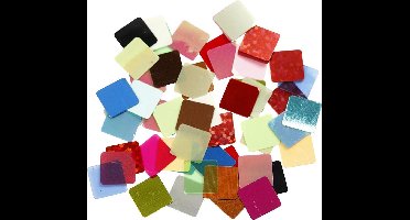 Folie mozaiektegels, afm 10x10 mm, ca. 6875 stuk, diverse kleuren, 250 gr