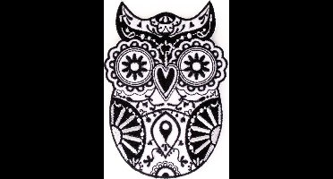 Applicatie Sugar Skull uil 12x8 cm incl. lijm