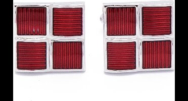 Manchetknopen - 4 Vlakken met Ribbels Rood