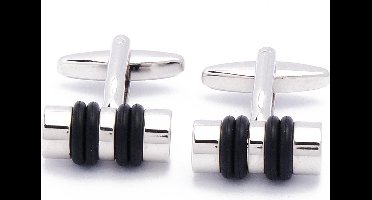 Manchetknopen - Cilinder met Zwarte Ringen