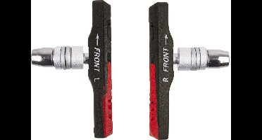 M-Wave V-brake remblokken - asymmetrisch - 72 mm - zwart/rood - set van 2