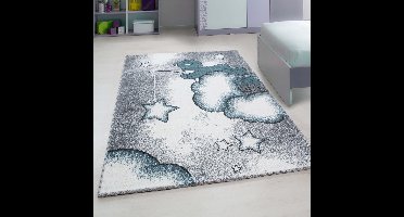 Kinderkleed met berenmotief, blauw, kinderkamerkleed, jute achterkant, afmeting: 160 cm x 230 cm