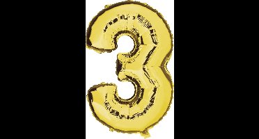Folieballon Cijfer 3 Goud - 92 cm