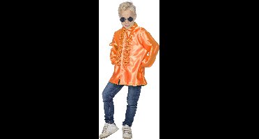 Oranje Ruchesblouse Satijn Foute Disco Kind