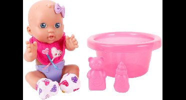 Poppenset bad roze babypop speelgoed met accessoires voor kinderen.