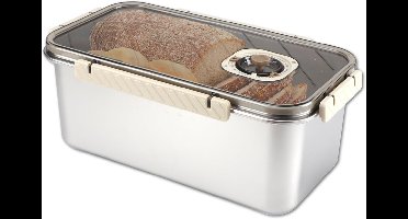 Boraboi® Bewaardoos van RVS voor Brood en Gebak met Luchtdichte Deksel en Tijdsregistratie