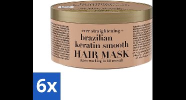 OGX - Brazilian Keratin Smooth - Haarmasker - Herstel & Glans - Voor Zijdezacht Haar - 300 ml - Voordeelverpakking - 6 stuks