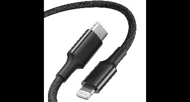 Qost - USB-C naar Lightning Kabel - Snellader - 480 Mbps - 30W - 1 Meter - Zwart - Geschikt voor iPhone 14 / 14 Pro / 14 Pro Max / 13 / 12 / 11 / XR / X / 8