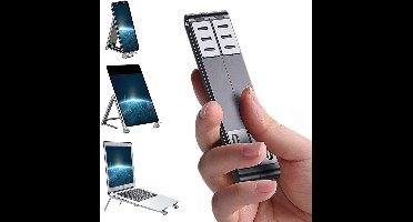 Laptop Standaard Verstelbaar – Laptop Verhoger voor Bureau, Thuiswerken & Kantoor - Opvouwbare Laptop Houder – Geschikt voor Laptop / Smartphone / Tablet - Zilver