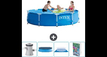 Intex Rond Frame Zwembad - 305 x 76 cm - Blauw - Inclusief Pomp Afdekzeil - Grondzeil - Zwembadgids