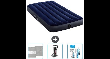 Intex Luchtbed - 1-Persoons - 99 x 191 x 25 cm - Blauw - Inclusief Hoeslaken - Pomp en Reparatieset