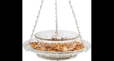 Best for birds voederhuis met kom vintage ruitjesglas 20x20x6,5 cm