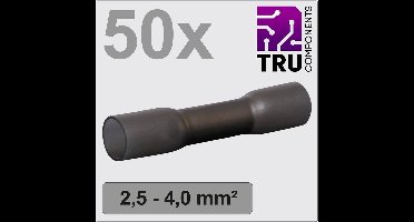 TRU COMPONENTS TC-12888408 Stootverbinder Met krimpkous 2.5 mm² 4 mm² Volledig geïsoleerd Zwart 50 stuk(s)