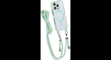 TUNIQ – iPhone 16 Pro-Backcover hoesje-Afneembaar Nek koord-magsafe-TPU- PC-Groen-Transparant
