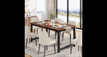 Amalee - Eettafel - 160 cm x 80 cm - Hout - Rechthoek -Metalen poten zwart - voor 4 tot 6 personen - Stevig ontwerp -