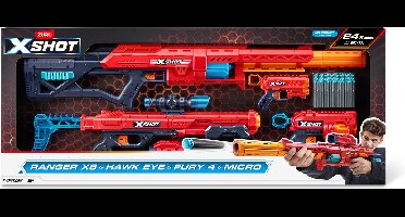 XSHOT Excel Ranger X8 & Hawk Eye & Fury 4 & Micro Combo Pack (24 Darts) van ZURU - speelgoedblaster