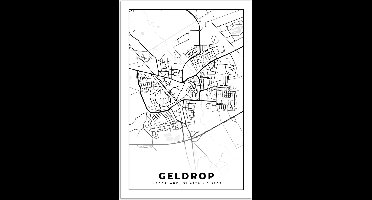 Poster 20x30 cm - Kaart - Geldrop - Zwart - Wit - Posters - Kamer decoratie - Wanddecoratie woonkamer - Muurdecoratie slaapkamer