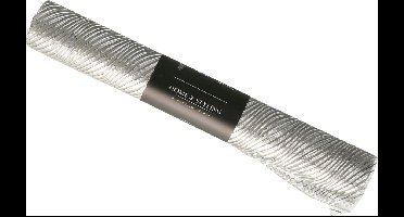 Home & Styling Decoratie stof/tafellopers - 2x - zilver - relief - 30 x 500 cm - tafelkleden