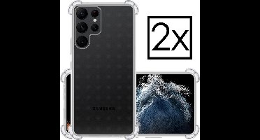 Hoesje - 2 Stuks - Geschikt voor Samsung Galaxy S22 Ultra - Sterk & Shockproof - Siliconen Case - Back Cover - Telefoon Hoes Shock Proof - Transparant