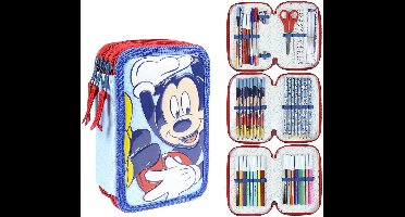 Driedubbele Pennenzak Giotto Mickey Mouse (43 pcs) Blauw