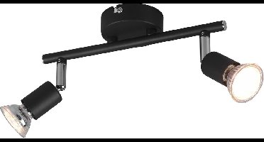 LED Plafondspot - Torna Pamo - GU10 Fitting - 2-lichts - Rond - Mat Zwart - Aluminium