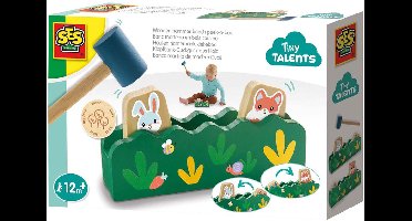 SES Creative – Tiny Talents - Houten Hamerbank kiekeboe - Educatief Speelgoed voor Kinderen vanaf 12 Maanden - Sla met de hamer om dieren te laten springen - Perfect voor interactief spelen