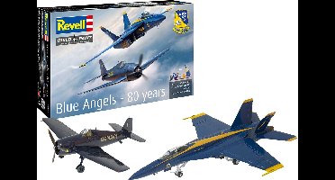 Revell Modelbouwpakket Vliegtuigen - 05613 Blue Angels - 80 Years - Boeing F/A-18E Super Hornet - Grumman F6F-5 Hellcat - Geschenkset Plastic - 1:72 - Modelbouw