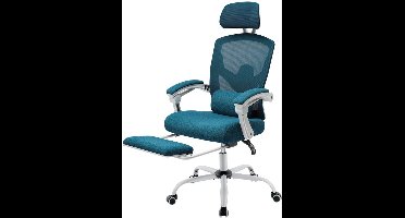 Ergonomische Bureaustoel - Stoelen - Gaming Stoel - Wipfunctie - Draaistoel - Verstelbare Hoofdsteun - Lendensteun - 125kg Draagkracht - Blauw