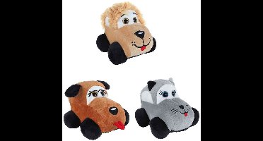 Pluche dier auto knuffel speelgoed 15cm multi kleuren.