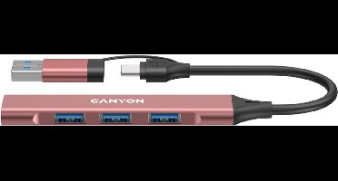 Canyon DS-02 Serie - USB Hub - 4 poorten - USB-A/C - Roze