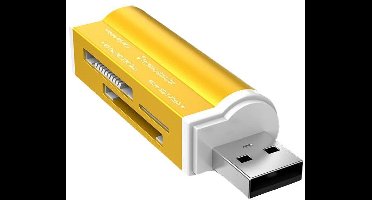 Oneay Mini 4-in-1 draagbare USB-kaartlezeradapter, TF/Micro-SD/M2, computergoud, kaartlezer van aluminiumlegering