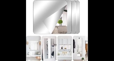 8-delige zelfklevende tegelspiegelset – Acryl spiegel – Flexibel, frameloos voor wanddecoratie in woonkamer, badkamer en slaapkamer – Schoolspiegel, spiegelstickers, kastspiegel (15 x 15 cm)