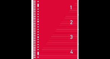 Kangaro schrijfblok - 4-in-1-blok - A4 - gelinieerd - 200 pagina's - 80 grams - rood - K-58380
