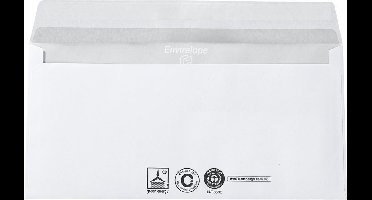Witte enveloppen, 110 x 220 mm (DL), 80 g/m², met lijmsluiting, gerecycled papier, verschillende modellen